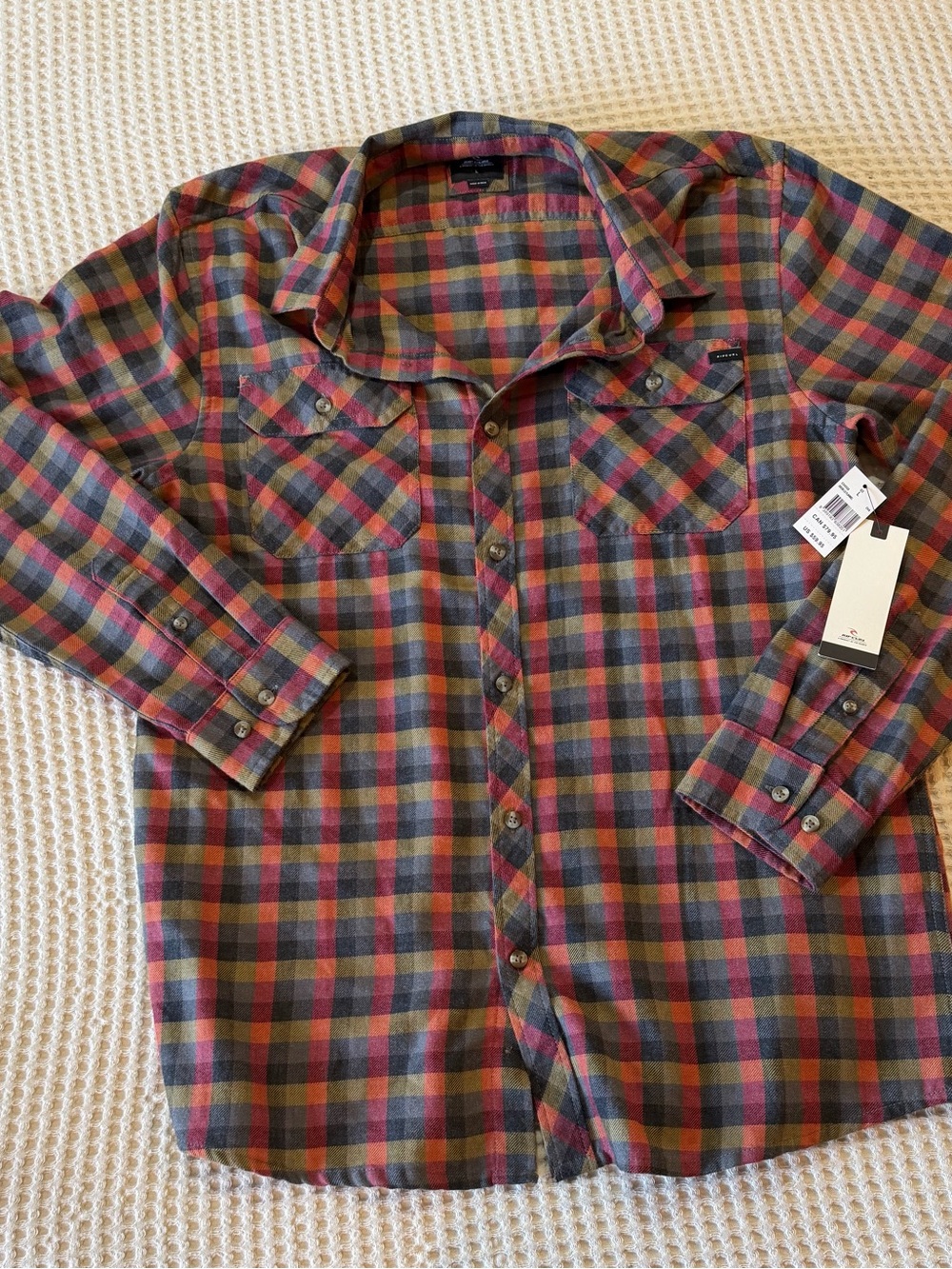 Rip Curl Men's Plaid Button-Down Shirt - Green, Red, Blue